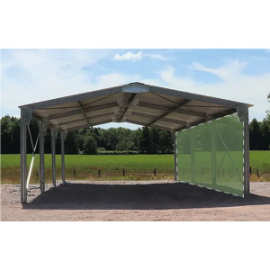https://www.techni-contact.ovh/ressources/images/produits/merchandising/abri-bi-pente-en-kit-6x15x3-35m-bardage-1-long-pan-17366271-1.jpg - Commandez dès maintenant votre abri en kit d'une surface de 30m², ce carport galvanisé de grandes dimensions est idéal pour abriter et protéger votre matériel.