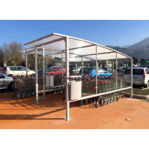 https://www.techni-contact.ovh/ressources/images/produits/merchandising/abri-chariot-courbe-en-acier-galvanise-23434413-1.jpg - Toiture en polycarbonate anti UV, paroi en vitrage trempé