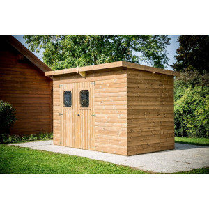 https://www.techni-contact.ovh/ressources/images/produits/merchandising/abri-de-jardin-bois-traite-77459251-1.jpg - Dimensions : 3,08 x 2,20 m