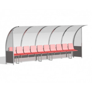 https://www.techni-contact.ovh/ressources/images/produits/merchandising/abri-de-touche-haute-resistance-17478354-1.jpg - Sièges en PVC ou banc en bois - Capacité : 10 ou 12 sièges - Longueur : 5 ou 6 m