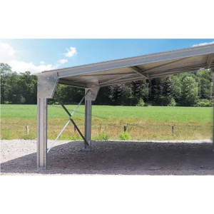 https://www.techni-contact.ovh/ressources/images/produits/merchandising/appentis-pour-abri-en-kit-4-1x5x2-49m-42574655-1.jpg - D’une surface de 80m², cette structure métallique est conçue pour être ajoutée à un abri en kit existant afin d'étendre la surface couverte par celui-ci.
