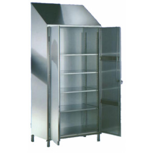 https://www.techni-contact.ovh/ressources/images/produits/merchandising/armoire-porte-objet-en-inox-14709462-1.jpg - Dimensions (L x P x H) : 950 x 500 x 2160 mm - Acier inoxydable AISI 304 ou AISI441