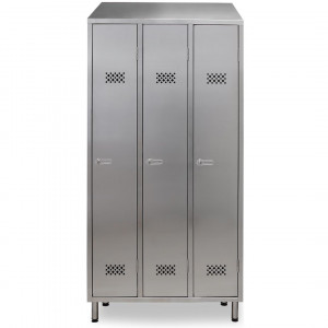 https://www.techni-contact.ovh/ressources/images/produits/merchandising/armoire-vestiaire-inox-3-portes-12725789-1.jpg - En acier inox - Dimensions (L x P x H) : 990 x 400 x 2000 mm