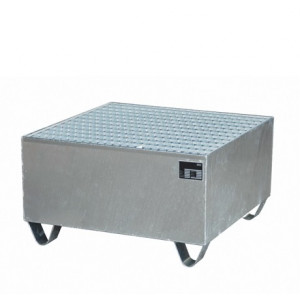 Bac de rétention en acier galvanisé - Capacité de 205 à 440 L - Caillebotis amovible