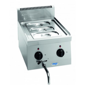 https://www.techni-contact.ovh/ressources/images/produits/merchandising/bain-marie-electrique-a-cuve-emboutie-9418861-1.jpg - Puissance : 1.4 Kw - 230 V monophasé