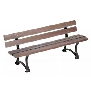 Banc en plastique recyclé  - Longueur : 1800 mm - À fixer sur sol