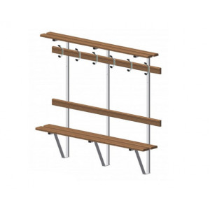 https://www.techni-contact.ovh/ressources/images/produits/merchandising/bancs-muraux-complets-15578934-1.jpg - Bois Exotique ou Sapin - Assise + Dossier + Porte patères + Porte paquets - 1 fixation au mur + 1 fixation au sol