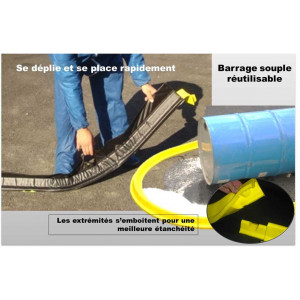 https://www.techni-contact.ovh/ressources/images/produits/merchandising/barrage-souple-antipollution-9120401-1.jpg - En polyuréthane - Dimensions (L x l x H) : 2000 à 3000 x 50 à 100 x 60 à 70 mm