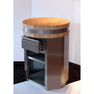 https://www.techni-contact.ovh/ressources/images/produits/merchandising/billot-sur-pietement-inox-8870228-1.jpg - Dimensions : Ø 60 cm x Haut. 85 ou 90 cm