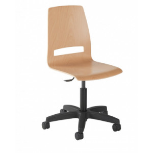 https://www.techni-contact.ovh/ressources/images/produits/merchandising/chaise-informatique-coque-en-bois-74175439-1.jpg - Coque hêtre multiplis - Hauteur d’assise réglable : de 40 à 52 cm - Sur roulettes ou sur patins