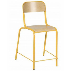 https://www.techni-contact.ovh/ressources/images/produits/merchandising/chaise-scolaire-haute-stratifie-1977845-1.jpg - Hauteur d’assise : 61 cm - Structure tube acier Ø 25 mm - Assise et dossier en hêtre