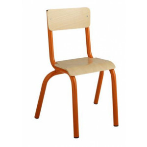 https://www.techni-contact.ovh/ressources/images/produits/merchandising/chaise-scolaire-structure-monobloc-t1-a-t4-7846261-1.jpg - Tailles 1, 2, 3 et 4 - Structure tube acier Ø25mm - Assise et dossier en hêtre