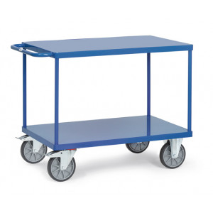 https://www.techni-contact.ovh/ressources/images/produits/merchandising/chariot-a-2-plateaux-acier-modulable-1846002-1.jpg - Charge : 500 - 600 Kg