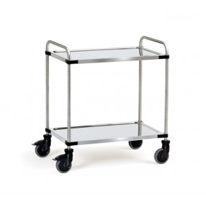 https://www.techni-contact.ovh/ressources/images/produits/merchandising/chariot-a-2-plateaux-inox-14332974-1.jpg - Charge : 120 Kg
