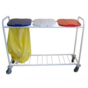 https://www.techni-contact.ovh/ressources/images/produits/merchandising/chariot-a-linge-sur-roues-pivotantes-hospitalier-1982371-1.jpg - Capacité : 1 à 4 sacs - 4 roues pivotantes Ø 100 mm - Construction en tube d’acier soudée