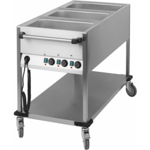 https://www.techni-contact.ovh/ressources/images/produits/merchandising/chariot-bain-marie-3-x-gn-1-1-verticale-10807257-1.jpg - Matière : Acier inox - Puissance : 2100 W -Dim : L 700 x P 1250 x H 900 mm