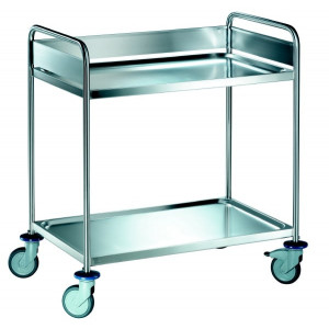 https://www.techni-contact.ovh/ressources/images/produits/merchandising/chariot-de-debarrassage-pour-cuisine-14797074-1.jpg - Inox - 2 tablettes - Dimensions des tablettes : 900x550 ou 1000x600 mm - Roues ø 125 mm