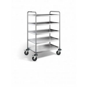 https://www.techni-contact.ovh/ressources/images/produits/merchandising/chariot-de-service-inox-5-plateaux-68223576-1.jpg - Inox - 5 tablettes - 3 dimensions disponibles - Roues ø 125 mm