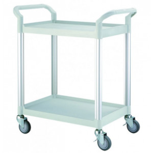https://www.techni-contact.ovh/ressources/images/produits/merchandising/chariot-en-plastique-a-2-plateaux-9910739-1.jpg - Charge maximum : 250 Kg - Dimensions( Lx l x H) : 850 x 480 x 950 mm