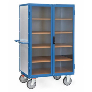 https://www.techni-contact.ovh/ressources/images/produits/merchandising/chariot-ferme-avec-porte-a-double-battant-transparent-42191884-1.jpg - Charge : 750 Kg - 5 plateaux en mélaminé - Porte à double polycarbonate