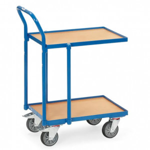 https://www.techni-contact.ovh/ressources/images/produits/merchandising/chariot-pour-bacs-a-2-plateaux-en-melamine-74334849-1.jpg - Charge : 250 kg - 2 plateaux en mélaminé - Hauteur totale : 970 mm