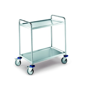 https://www.techni-contact.ovh/ressources/images/produits/merchandising/chariot-service-cuisine-en-inox-909710-1.jpg - Inox - 2 tablettes - 4 dimensions disponibles - Roues ø 125 mm