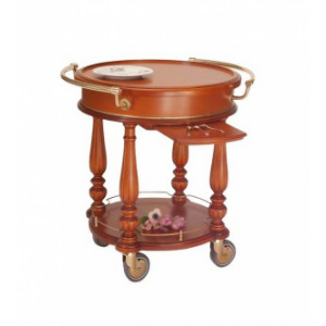 https://www.techni-contact.ovh/ressources/images/produits/merchandising/chariot-table-de-service-41344348-1.jpg - Structure ronde en hêtre massif - 2 poignées en laiton - 4 roues Ø 125 mm