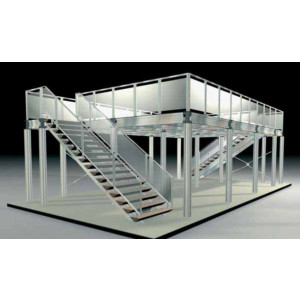 https://www.techni-contact.ovh/ressources/images/produits/merchandising/conception-mezzanine-aluminium-16309676-1.jpg - Grande Portée : 6 mètres - Charge maximale : 500 kg/m2
