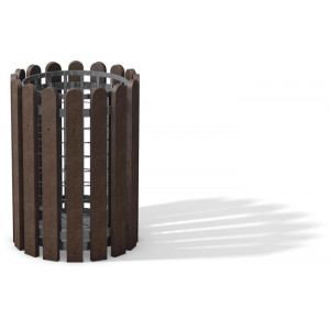 https://www.techni-contact.ovh/ressources/images/produits/merchandising/corbeille-de-ville-en-plastique-recycle-7270820-1.jpg - Capacité:70L–Dimension: Ø48 x 66 cm –Finition: Marron