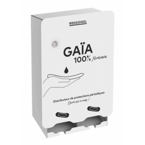 https://www.techni-contact.ovh/ressources/images/produits/merchandising/distributeur-de-protections-hygienique-2-compartiments-blanc-signalisation-gaia-91467514-1.jpg - Dim. (L x l x H) : 113 x 278 x 410 mm- Acier traité anti-UV – Blanc Signalisation
