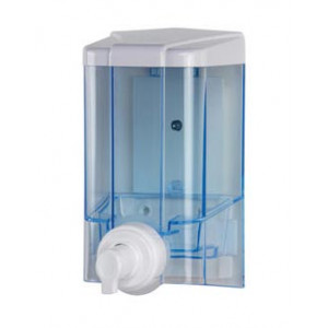 https://www.techni-contact.ovh/ressources/images/produits/merchandising/distributeurs-de-savon-mousse-1-l-15951558-1.jpg - Capacité : 1 L - Manuel - ABS-SAN, Bleu-Transparent