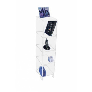 https://www.techni-contact.ovh/ressources/images/produits/merchandising/etagere-plexiglas-4-tablettes-13258874-1.jpg - Plexiglas épaisseur 6+4 mm - Largeur : 23 cm - Profondeur: 33 cm - Hauteur : 105 cm