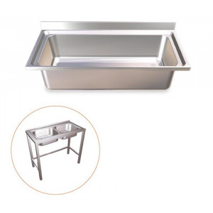 https://www.techni-contact.ovh/ressources/images/produits/merchandising/evier-industriel-a-une-cuve-avec-cadre-59111585-1.jpg - Inox - Finition : Givré - Pieds ajustables - Cadre inférieur renforcé