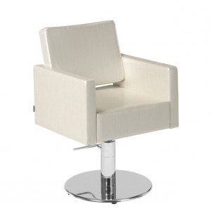 https://www.techni-contact.ovh/ressources/images/produits/merchandising/fauteuil-coiffure-blanc-a-pied-disque-10153934-1.jpg - Dimensions du fauteuil (L x P x H) : 63 x 64 x 80/93 cm