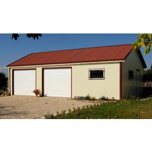 https://www.techni-contact.ovh/ressources/images/produits/merchandising/garage-double-prefabrique-39114752-1.jpg - Dimension extérieure : l. 6.00 x P. 9.09 m soit 54,54 m²