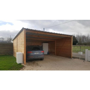 https://www.techni-contact.ovh/ressources/images/produits/merchandising/garage-en-bois-sans-porte-27345222-1.jpg - Bois Français 100% Douglas (classe III naturel)