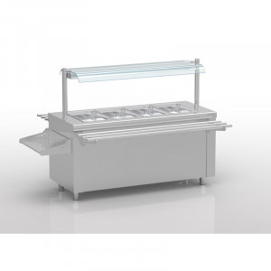 https://www.techni-contact.ovh/ressources/images/produits/merchandising/ilot-central-avec-bain-marie-a-eau-9862261-1.jpg - Inox - Température :  30°/ 90°C - de 4 à 6 GN 1/1