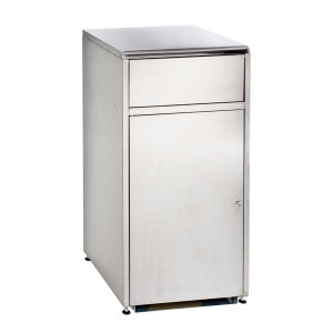 https://www.techni-contact.ovh/ressources/images/produits/merchandising/meuble-poubelle-fast-food-5025485-1.jpg - Inox AISI 430 - Capacité: 120 L - Dimensions: (L x P x H) 600 x 565 x 1220 mm