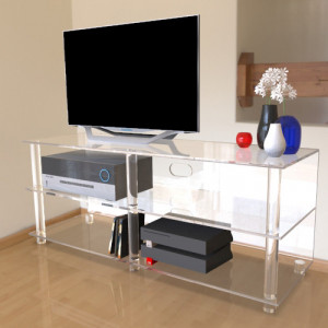 https://www.techni-contact.ovh/ressources/images/produits/merchandising/meuble-tv-en-plexiglas-39794233-1.jpg - Plexiglas épaisseur 1 cm - Dimensions (L x P x H) 120 x 40 x 51 cm