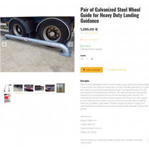 https://www.techni-contact.ovh/ressources/images/produits/merchandising/paire-de-guide-roue-en-acier-galvanise-pour-guidage-a-l-accostage-poids-lourds-33432666-1.jpg - Paire de Guide roue en Acier Galvanisé pour guidage à l'accostage poids lourds ( Vendu par paire ) Aide à la manœuvre de mise à quai des camions. Assure l'alignement des camions avec la rampe de chargement , le niveleur et les butoirs de quai. Facilite l