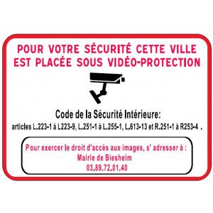 https://www.techni-contact.ovh/ressources/images/produits/merchandising/panneau-routier-ville-placee-sous-video-protection-65351493-1.jpg - Dimensions : 500x350 mm