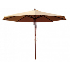 https://www.techni-contact.ovh/ressources/images/produits/merchandising/parasol-de-jardin-rond-en-bois-exotique-11415559-1.jpg - Bois exotique - 3 mètres de diamètre - Largeur du mat : 38 mm - Toile polyester 200 gr / m²