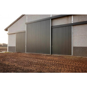 https://www.techni-contact.ovh/ressources/images/produits/merchandising/portes-coulissantes-non-isolees-23915151-1.jpg - Portes coulissantes pour hangar, existant d'un cadre galvanisé et habillé avec des tôles profilés.