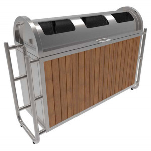 https://www.techni-contact.ovh/ressources/images/produits/merchandising/poubelle-recyclage-aspect-bois-9854754-1.jpg - Volume : 3 x 55 L - Structure en acier inoxydable