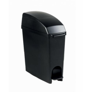 https://www.techni-contact.ovh/ressources/images/produits/merchandising/poubelle-sanitaire-a-pedale-pour-hygiene-feminine-98392739-1.jpg - ABS noir - Capacité : 15 L - Ouverture a trappe - Dimensions (LxPxH) : 174 x 428 x 480 mm