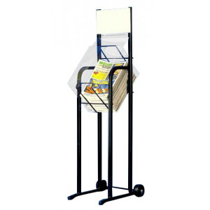 https://www.techni-contact.ovh/ressources/images/produits/merchandising/presentoir-metal-pour-journaux-121292-1.jpg - Capacité 25 cm - Hauteur 1.20 m - 2 roulettes