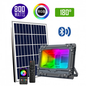 https://www.techni-contact.ovh/ressources/images/produits/merchandising/projecteur-led-solaire-serie-warrior-rgb-800-watts-22742989-1.jpg - Projecteur LED solaire - Série WARRIOR RGB - Angle 180° - Lampe 38,5 x 30,3 x 8cm - Panneau solaire 67 x 44,5 cm - IP67 - Avec télécommande - Bluetooth - Rythme musical - Panneau solaire inclus