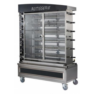 https://www.techni-contact.ovh/ressources/images/produits/merchandising/rotissoire-verticale-gaz-a-radiants-moteur-a-gauche-48171322-1.jpg - Capacité par broche : 6 poulets de ± 1,2 Kg - 4 à 8 broches - tout inox