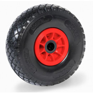 https://www.techni-contact.ovh/ressources/images/produits/merchandising/roue-increvable-en-mousse-polyurethane-96235229-1.jpg - Charge : 300 kg - Roue (Ø x l): Ø 260 x 56 mm - Jante en plastique rouge