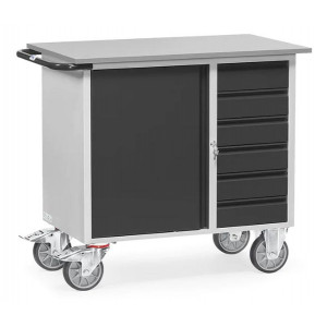 https://www.techni-contact.ovh/ressources/images/produits/merchandising/servante-d-atelier-sans-rebord-47998734-1.jpg - Charge : 400 Kg - Roues : 160 x 40 mm - Plan de travail sans rebords